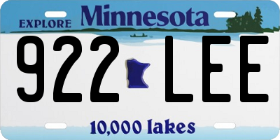 MN license plate 922LEE