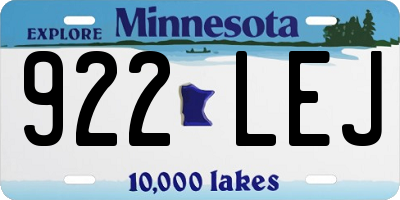 MN license plate 922LEJ