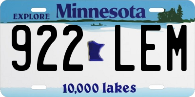 MN license plate 922LEM