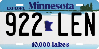 MN license plate 922LEN
