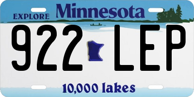 MN license plate 922LEP