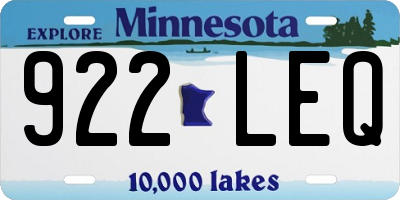 MN license plate 922LEQ