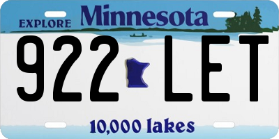 MN license plate 922LET