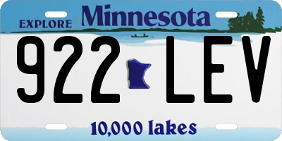 MN license plate 922LEV