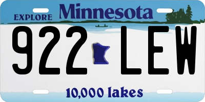 MN license plate 922LEW
