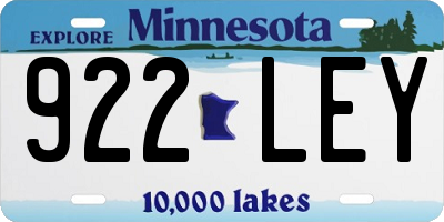 MN license plate 922LEY