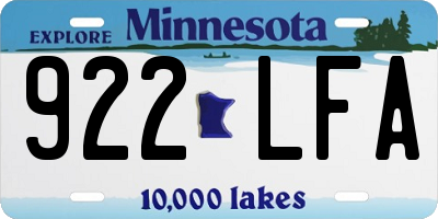 MN license plate 922LFA