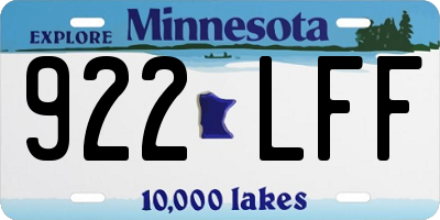 MN license plate 922LFF