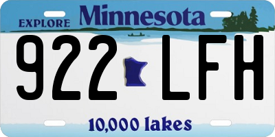 MN license plate 922LFH