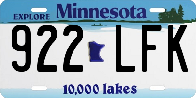 MN license plate 922LFK