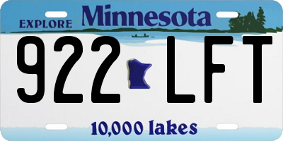 MN license plate 922LFT