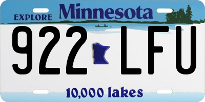 MN license plate 922LFU