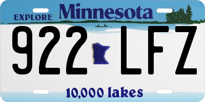 MN license plate 922LFZ