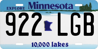 MN license plate 922LGB