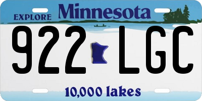 MN license plate 922LGC