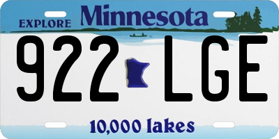 MN license plate 922LGE