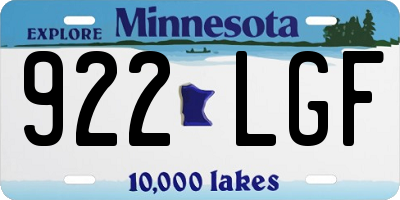 MN license plate 922LGF