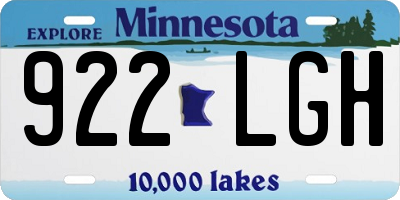 MN license plate 922LGH