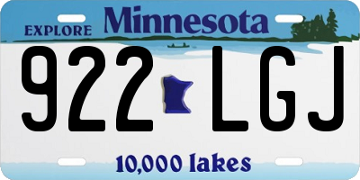 MN license plate 922LGJ
