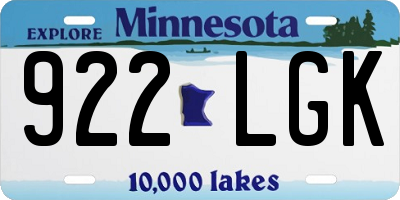 MN license plate 922LGK