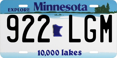 MN license plate 922LGM