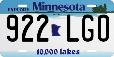 MN license plate 922LGO