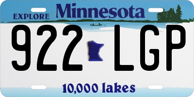 MN license plate 922LGP