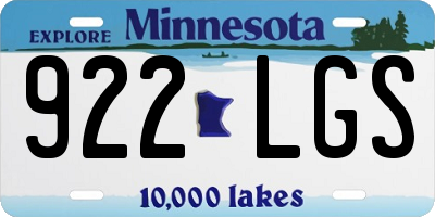 MN license plate 922LGS