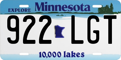 MN license plate 922LGT