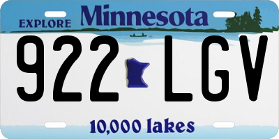 MN license plate 922LGV
