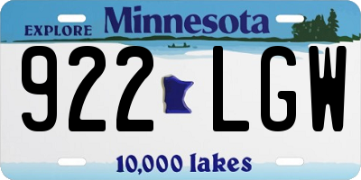 MN license plate 922LGW