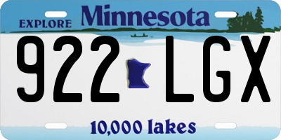 MN license plate 922LGX