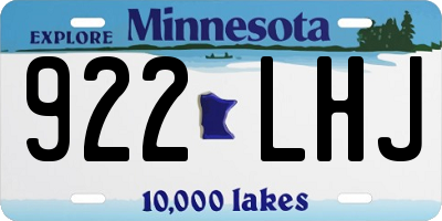 MN license plate 922LHJ