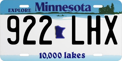 MN license plate 922LHX