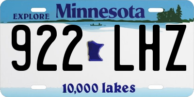 MN license plate 922LHZ