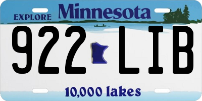 MN license plate 922LIB