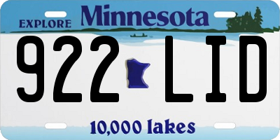 MN license plate 922LID