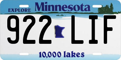 MN license plate 922LIF