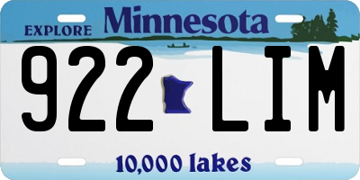 MN license plate 922LIM