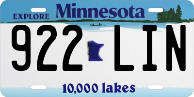 MN license plate 922LIN