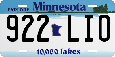 MN license plate 922LIO