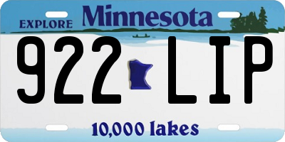 MN license plate 922LIP