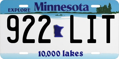 MN license plate 922LIT