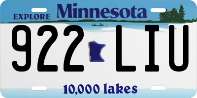 MN license plate 922LIU
