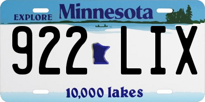 MN license plate 922LIX
