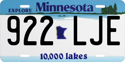 MN license plate 922LJE