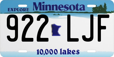 MN license plate 922LJF