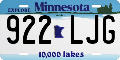 MN license plate 922LJG