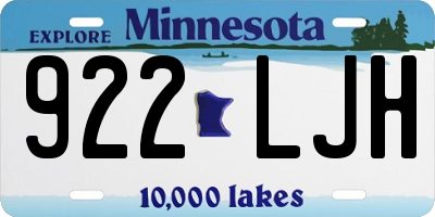 MN license plate 922LJH