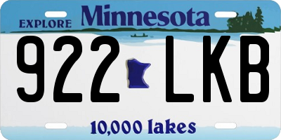 MN license plate 922LKB